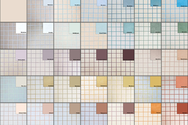 Ziegelfliesenmanufaktur | Fugenmörtelfarbtafel unserer fast 50 verschiedenen Farbvarianten