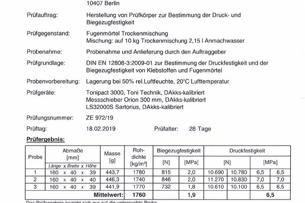Ziegelfliesenmanufaktur | Prüfbescheid für unseren farbigen Fugenmörtel