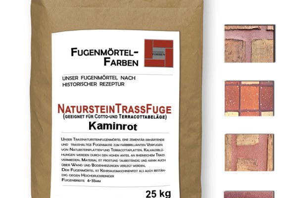 Ziegelfliesenmanufaktur | 25kg Natursteinfugenmasse KAMINROT